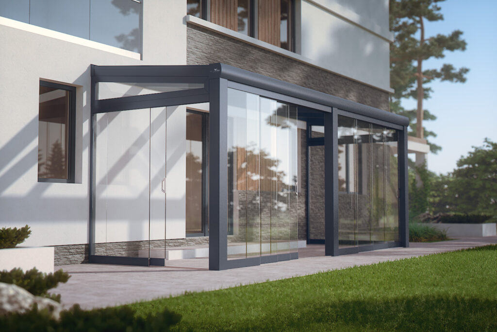 Großflächige Terrassenüberdachung